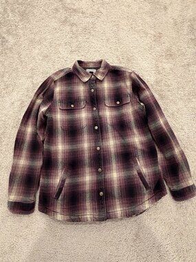 Carhartt Women's Hubbard Sherpa Lined Shirt Jacket L 12/14 Deep Wine Purple